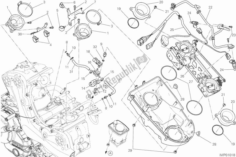 Tutte le parti per il Corpo Farfallato del Ducati Monster 821 Stripes 2017